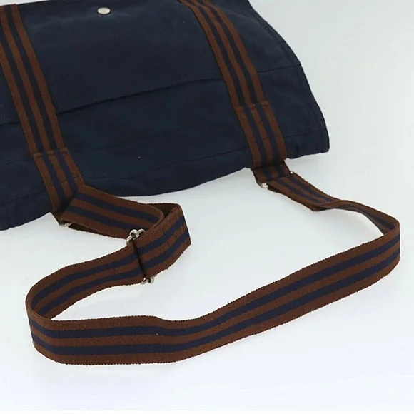 Hermes Navy Blue and Brown Canvas Messenger Bag - Picture 7 of 10